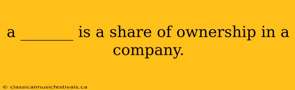 a _______ is a share of ownership in a company.