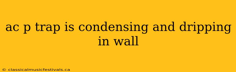 ac p trap is condensing and dripping in wall