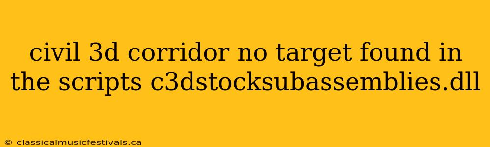 civil 3d corridor no target found in the scripts c3dstocksubassemblies.dll