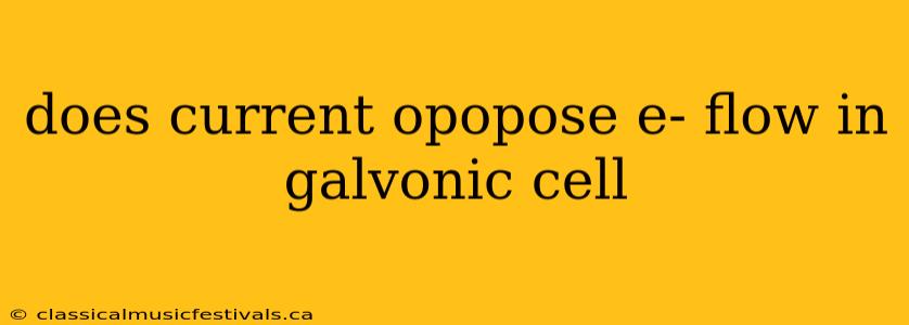 does current opopose e- flow in galvonic cell