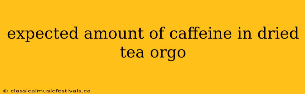 expected amount of caffeine in dried tea orgo