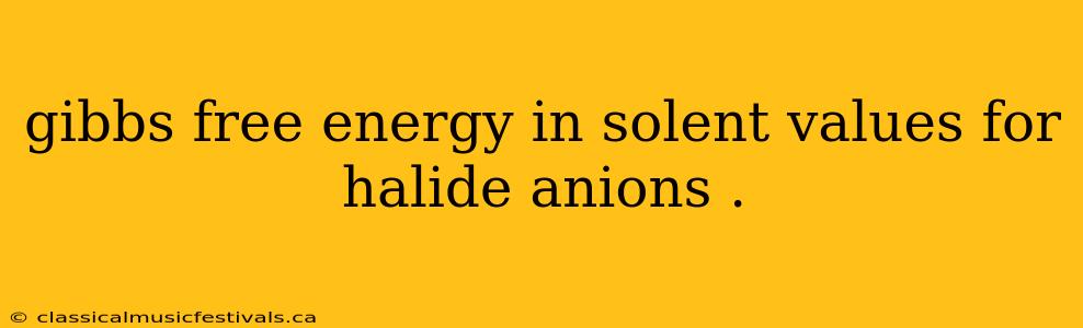 gibbs free energy in solent values for halide anions .