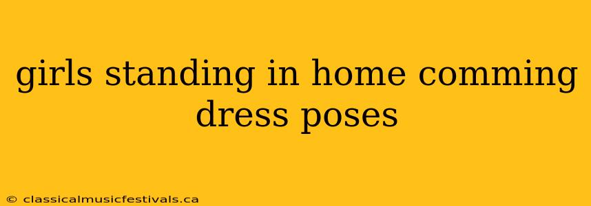 girls standing in home comming dress poses