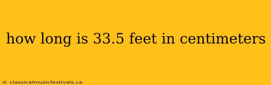 how long is 33.5 feet in centimeters