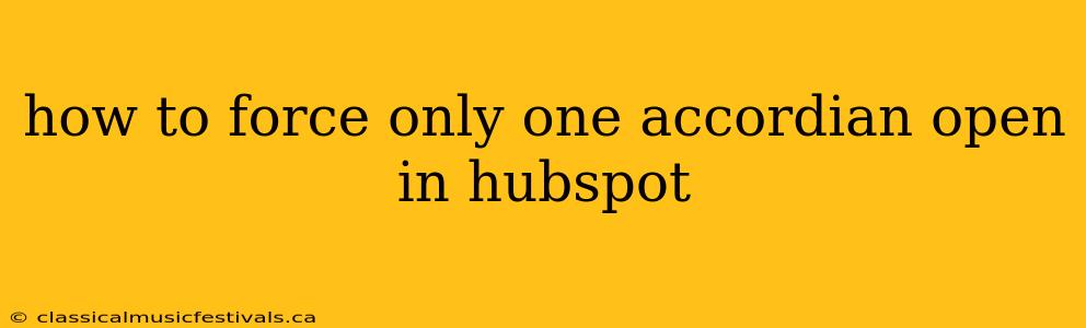 how to force only one accordian open in hubspot