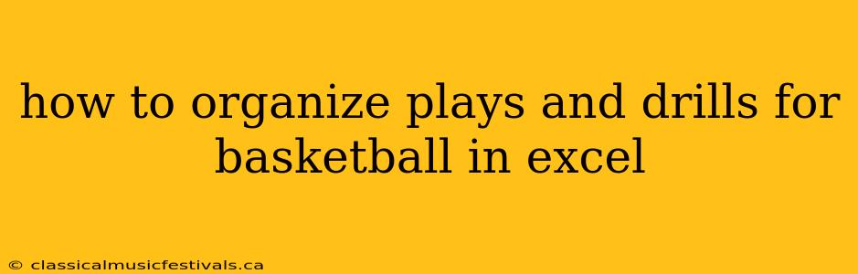 how to organize plays and drills for basketball in excel