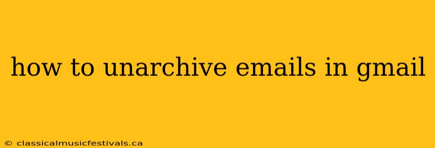 how to unarchive emails in gmail