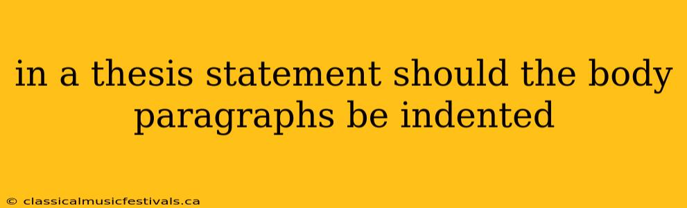 in a thesis statement should the body paragraphs be indented