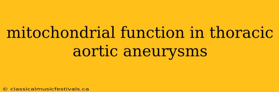 mitochondrial function in thoracic aortic aneurysms