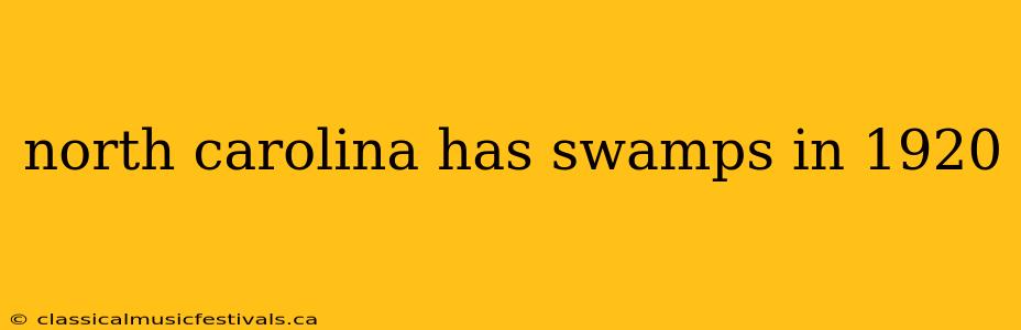 north carolina has swamps in 1920