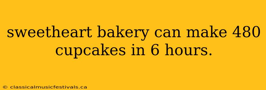 sweetheart bakery can make 480 cupcakes in 6 hours.