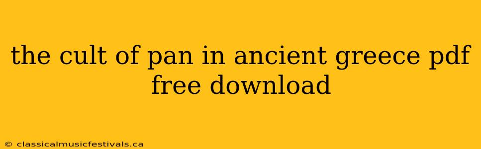 the cult of pan in ancient greece pdf free download