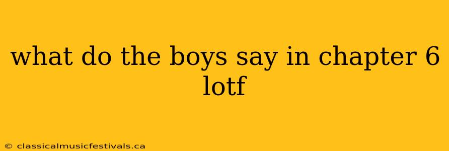 what do the boys say in chapter 6 lotf