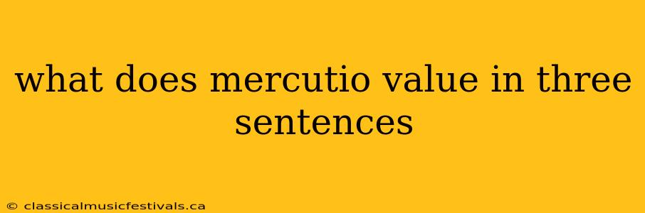 what does mercutio value in three sentences