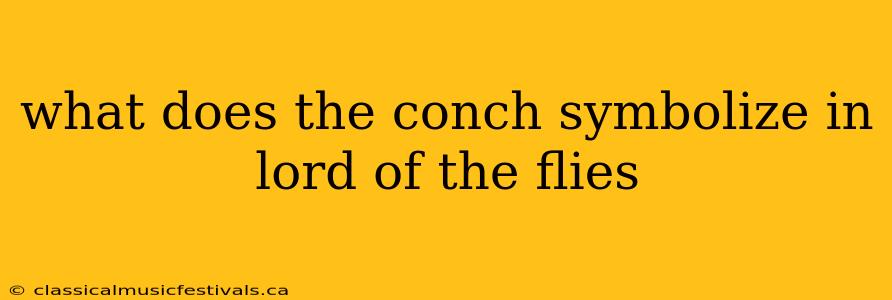 what does the conch symbolize in lord of the flies