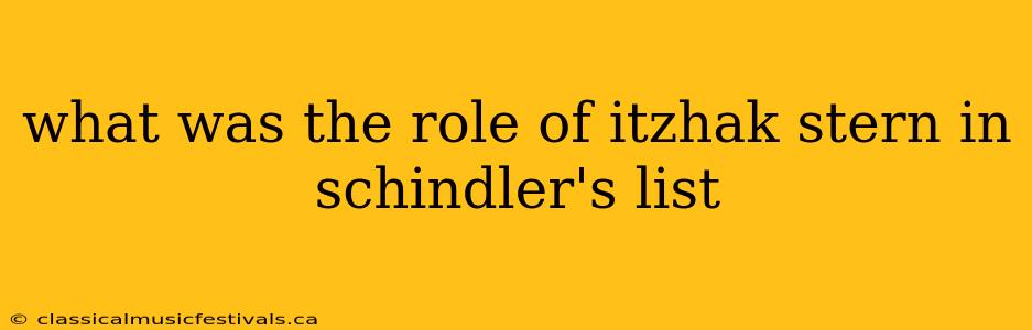 what was the role of itzhak stern in schindler's list