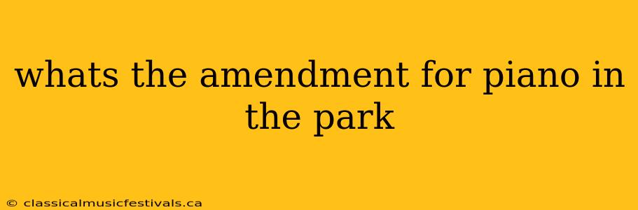 whats the amendment for piano in the park