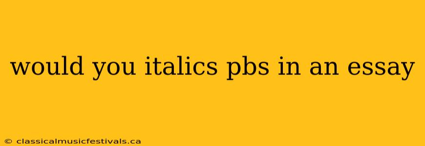 would you italics pbs in an essay